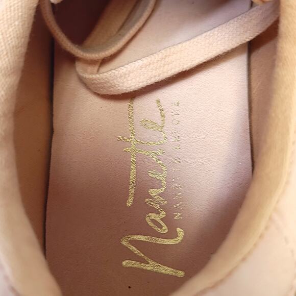 Nanette Lepore Sneakers Size 10 Wesley Dusty Pink Lace Up Gold Floral - Picture 8 of 10